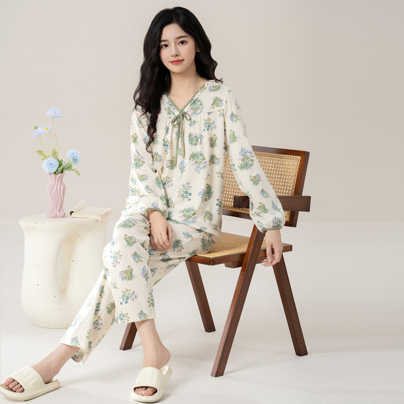 Ženski set pidžame od elastičnog pamuka – sladak crtani dizajn, kapuljača, dugi rukavi, dugi hlače, okrugli izrez, pogodan za proljeće i jesen, za vanjsku i kućnu upotrebu