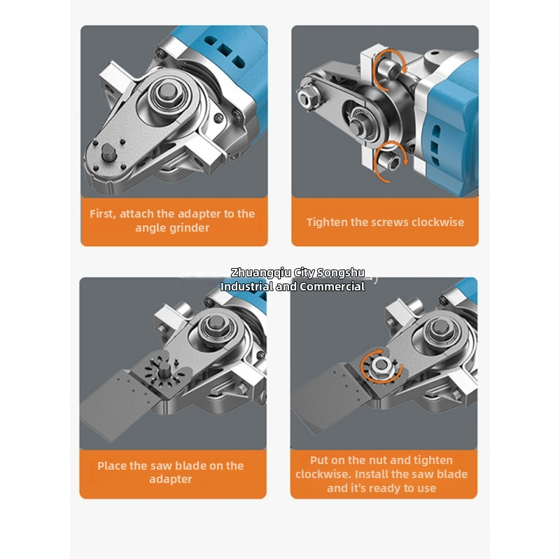 Youquan 36V konverzná hlava pre uhlovú brúsku na spracovanie dreva – viacúčelový adaptér na rezanie, drážkovanie, úpravu hrán a brúsenie (Model 1001137822)