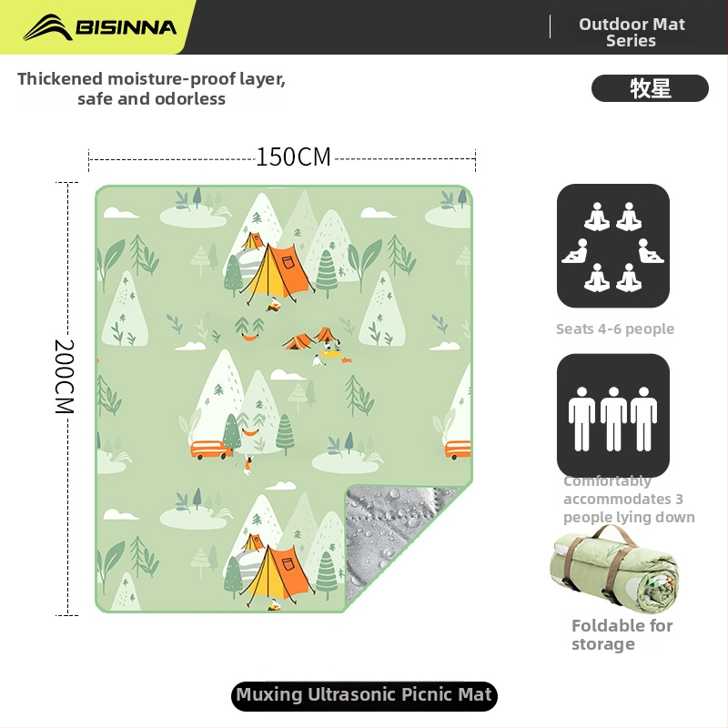 Sklopiva piknik podloga s EVA aluminijskim filmom, vodootporna, 1.25 kg, model CL038, tkanina 190T pongee