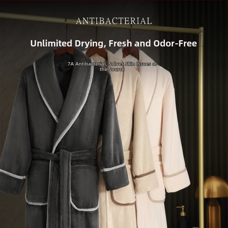 Župan pre pár z korálového fleecu, unisex, zimný, dlhý, 100% polyester