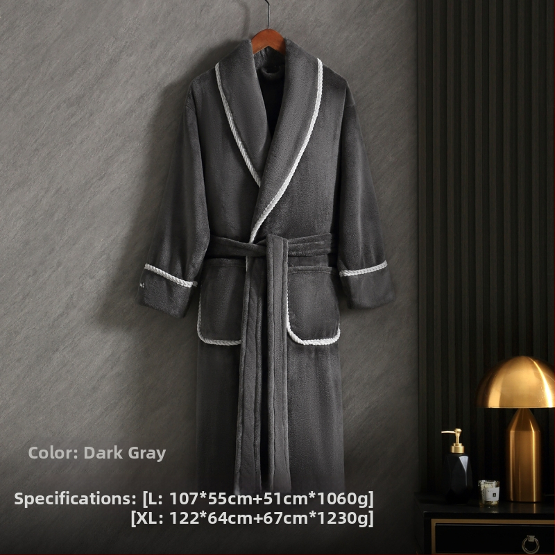 Župan pre pár z korálového fleecu, unisex, zimný, dlhý, 100% polyester