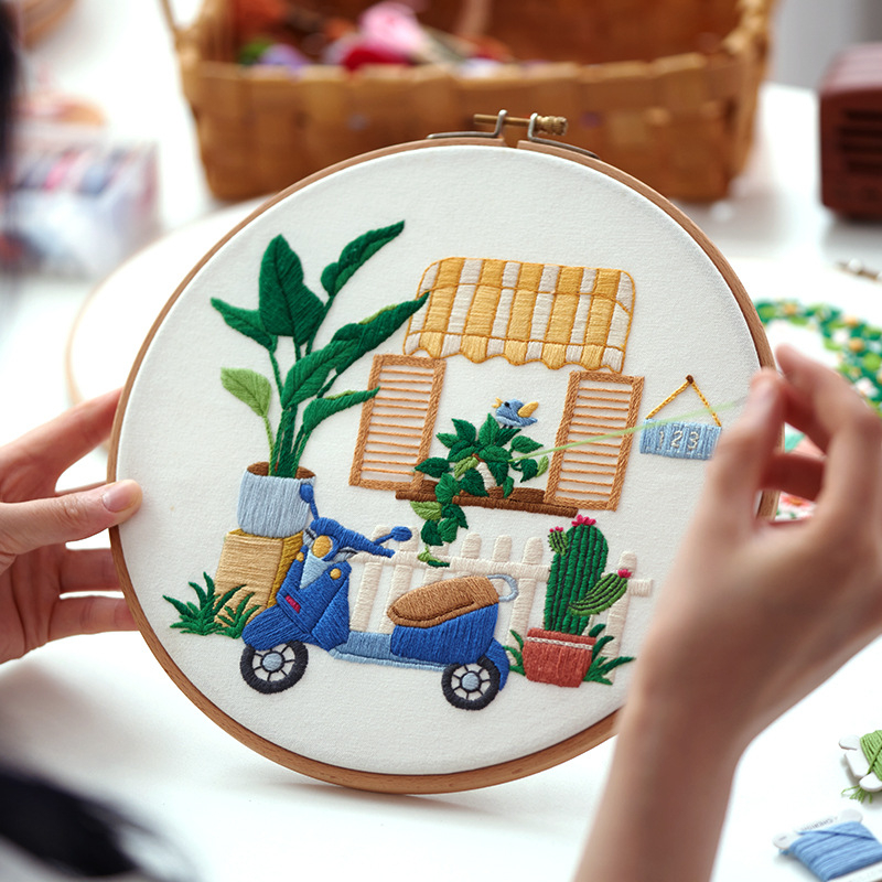 ZKHA kezdő hímzőkészlet: pamutvászon, modern minimalista stílus, növény motívum a nappaliba, 3D európai stílusú hímzés