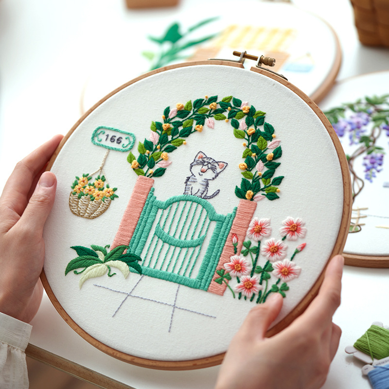 ZKHA kezdő hímzőkészlet: pamutvászon, modern minimalista stílus, növény motívum a nappaliba, 3D európai stílusú hímzés