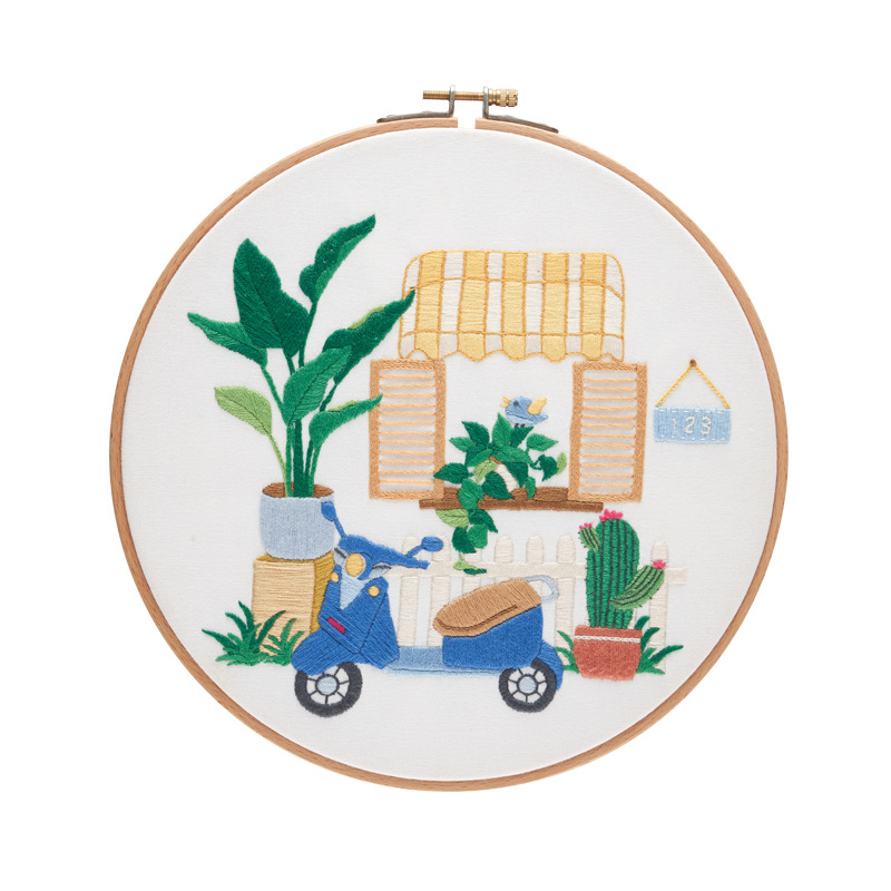 ZKHA kezdő hímzőkészlet: pamutvászon, modern minimalista stílus, növény motívum a nappaliba, 3D európai stílusú hímzés