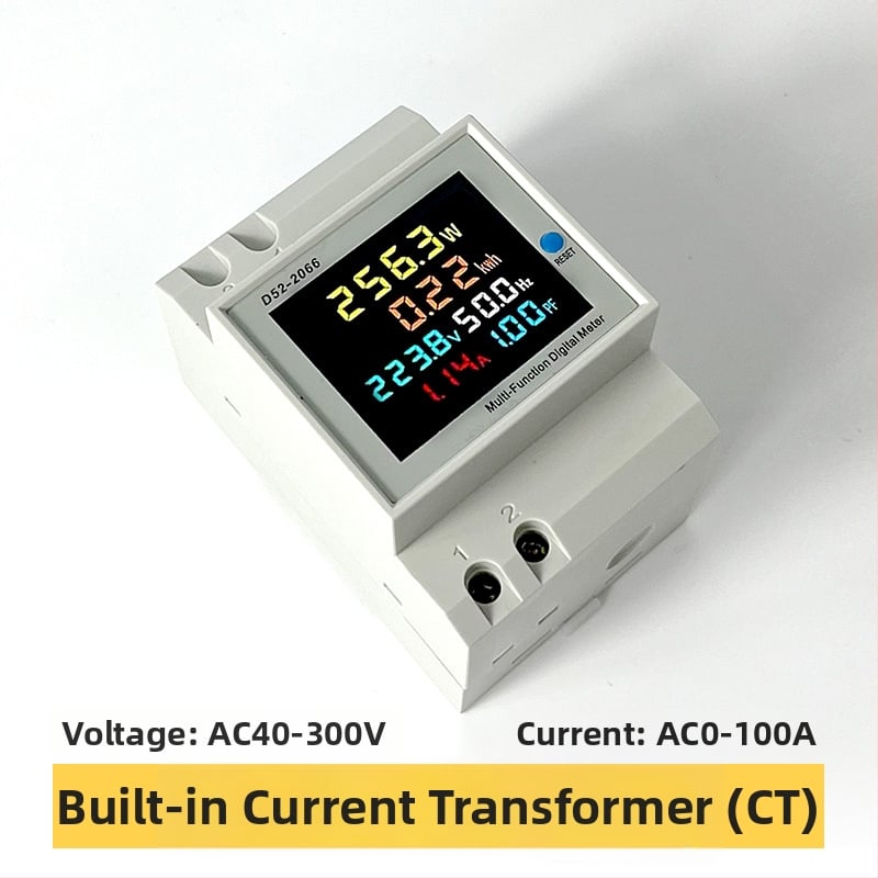 Contor inteligent monofazat, montat pe șina DIN, 220V, măsoară tensiunea, curentul, puterea, frecvența și factorul de putere