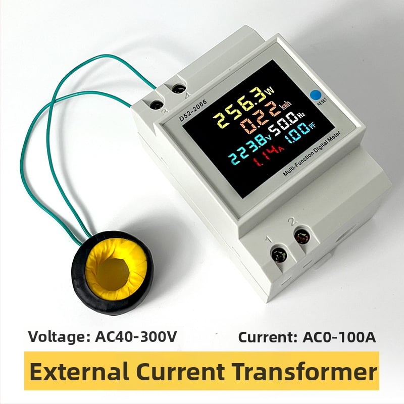 Contor inteligent monofazat, montat pe șina DIN, 220V, măsoară tensiunea, curentul, puterea, frecvența și factorul de putere