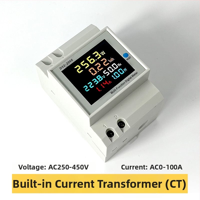Contor inteligent monofazat, montat pe șina DIN, 220V, măsoară tensiunea, curentul, puterea, frecvența și factorul de putere