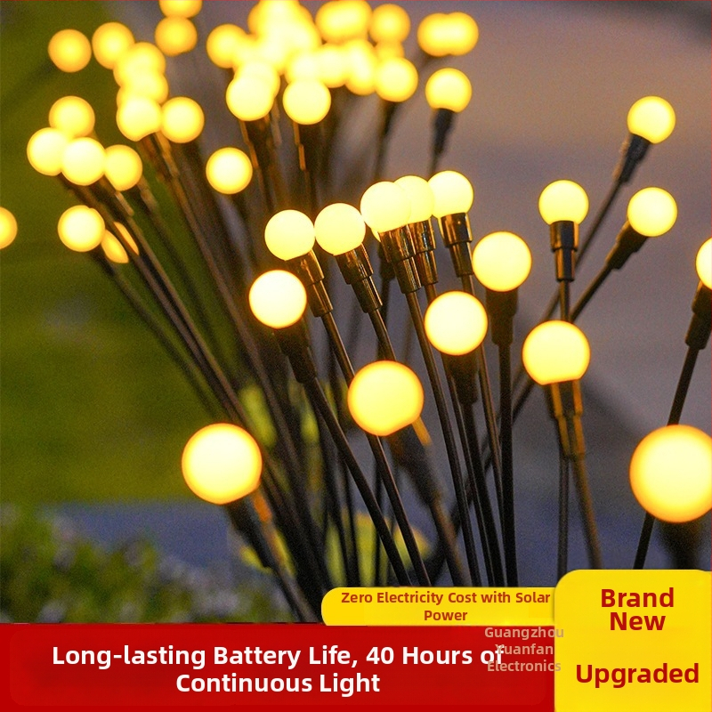 Solárna lampa v tvare svetlušky pre vonkajšie prostredie, vodotesná zemná lampa IP66, 1,2 W svetelný zdroj a 6–12 h prevádzky