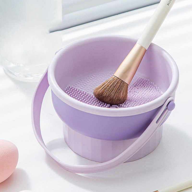 All-in-One sminkecset rendező tisztító tál és szilikon púder puff tárolóval