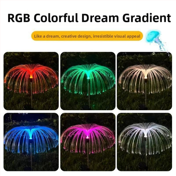 Solárna medúza svetelná lampa na dvor – optické vlákno, IP65, 5–10W, nehrdzavejúca oceľ, osvetľovacia plocha 3–5 m², 6–12 h prevádzky