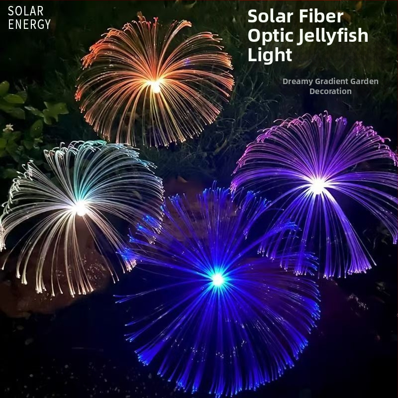 Solárna medúza svetelná lampa na dvor – optické vlákno, IP65, 5–10W, nehrdzavejúca oceľ, osvetľovacia plocha 3–5 m², 6–12 h prevádzky