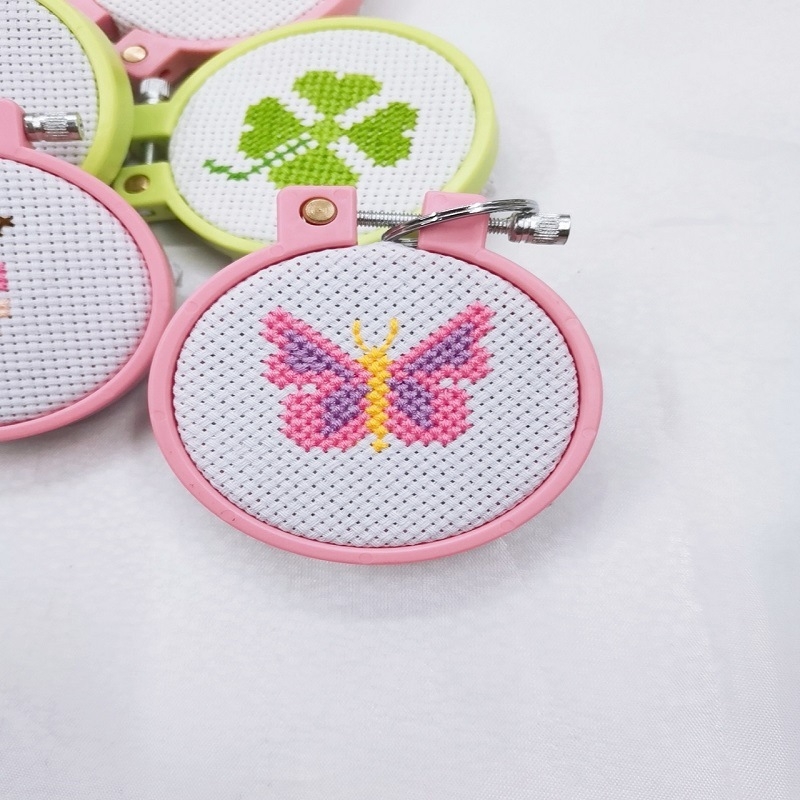 Ключодържател с кръстосана бродерия – анимационен мотив, комплект 11CT плат, DIY