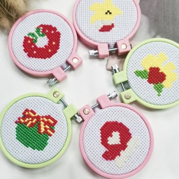 Комплект за кръстосана бродерия за коледен ключодържател, карикатурен стил, платно 11CT, DIY образователна игра
