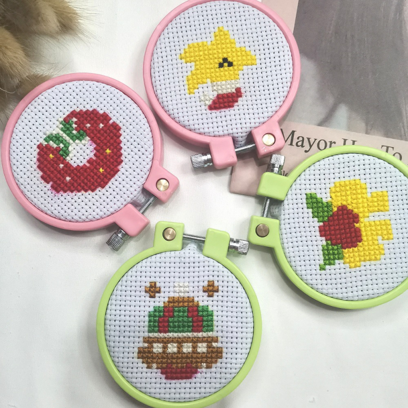 Комплект за кръстосана бродерия за коледен ключодържател, карикатурен стил, платно 11CT, DIY образователна игра