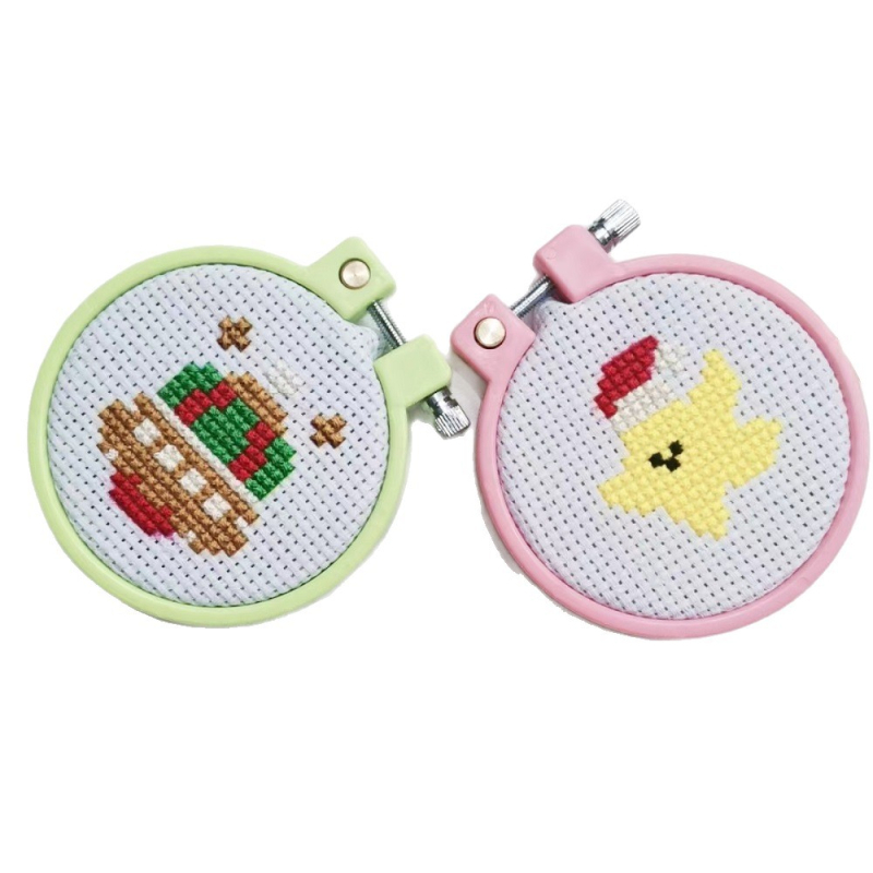 Комплект за кръстосана бродерия за коледен ключодържател, карикатурен стил, платно 11CT, DIY образователна игра