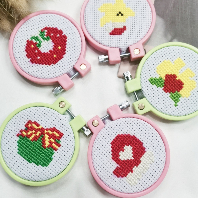 Комплект за кръстосана бродерия за коледен ключодържател, карикатурен стил, платно 11CT, DIY образователна игра