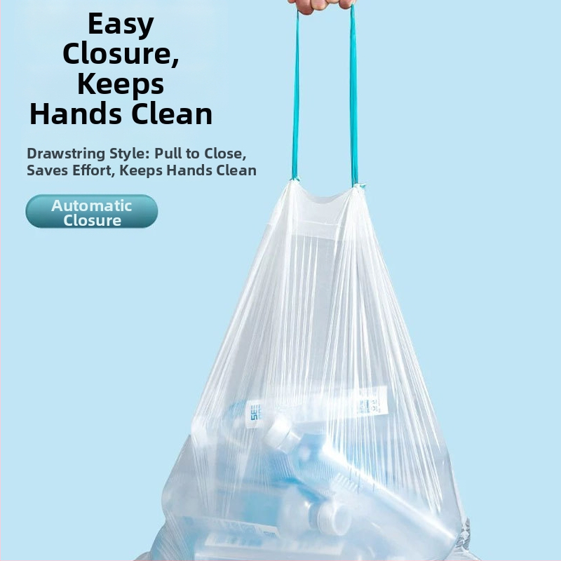 Πυκνές σακούλες απορριμμάτων με κορδόνι και αυτόματο κλείσιμο, PE υλικό, μη βιοδιασπώμενες, μίας χρήσεως