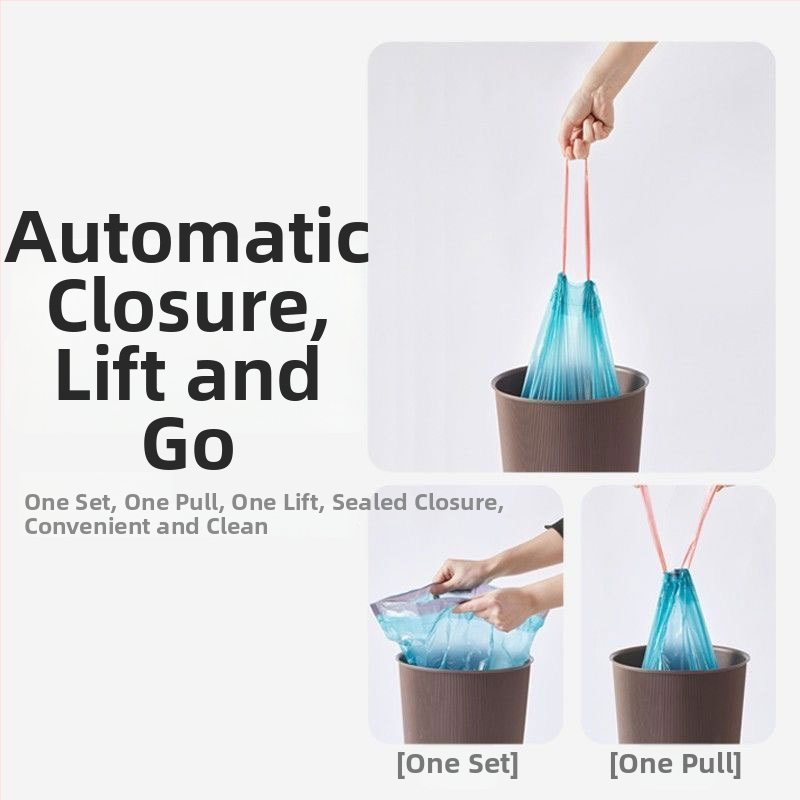 Πυκνές σακούλες απορριμμάτων με κορδόνι και αυτόματο κλείσιμο, PE υλικό, μη βιοδιασπώμενες, μίας χρήσεως