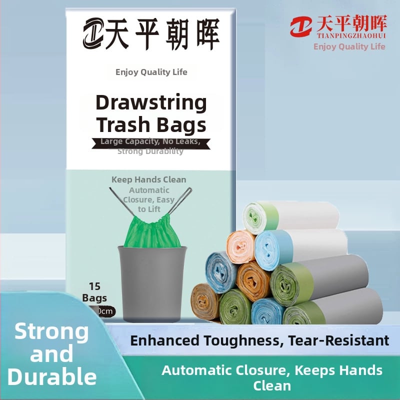 Πυκνές σακούλες απορριμμάτων με κορδόνι και αυτόματο κλείσιμο, PE υλικό, μη βιοδιασπώμενες, μίας χρήσεως