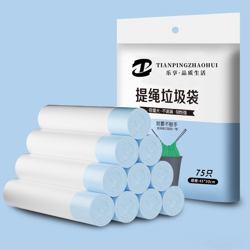 Πυκνές σακούλες απορριμμάτων με κορδόνι και αυτόματο κλείσιμο, PE υλικό, μη βιοδιασπώμενες, μίας χρήσεως