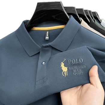 Tricou polo cu guler Paul, brodat, mânecă lungă, amestec poliester