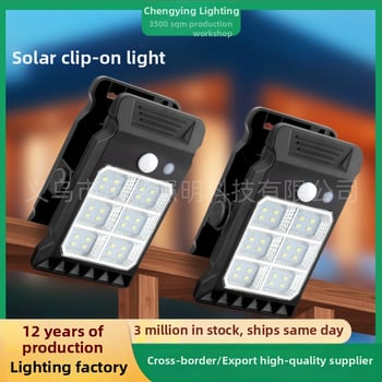 Solárne klip svetlo na vonkajšiu stenu s automatickým senzorom, IP44 vodotesný LED 2835, 10W
