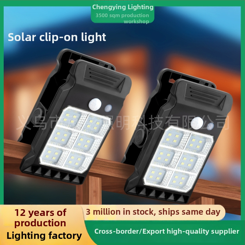 Solárne klip svetlo na vonkajšiu stenu s automatickým senzorom, IP44 vodotesný LED 2835, 10W