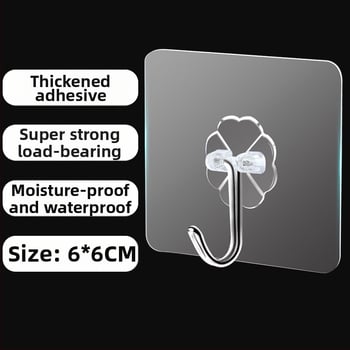 Plastični zidni vješak s višerednim kukicama za kuhinju, bez bušenja, bez tragova instalacije