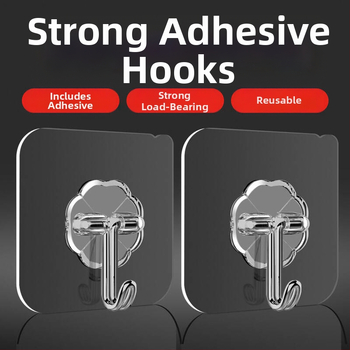 Plastični zidni vješak s višerednim kukicama za kuhinju, bez bušenja, bez tragova instalacije