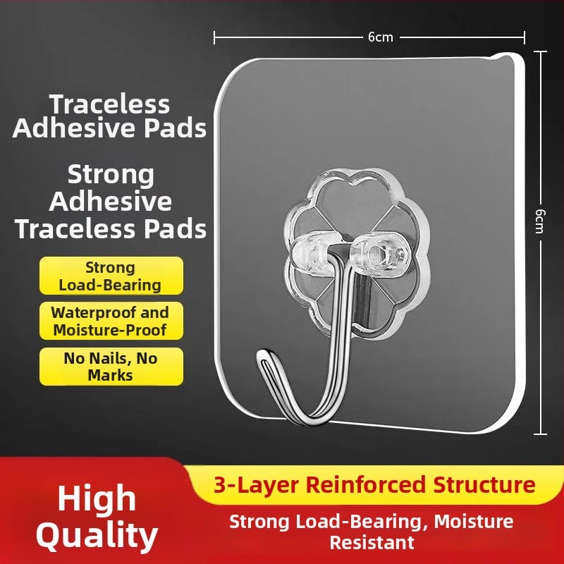 Plastični zidni vješak s višerednim kukicama za kuhinju, bez bušenja, bez tragova instalacije