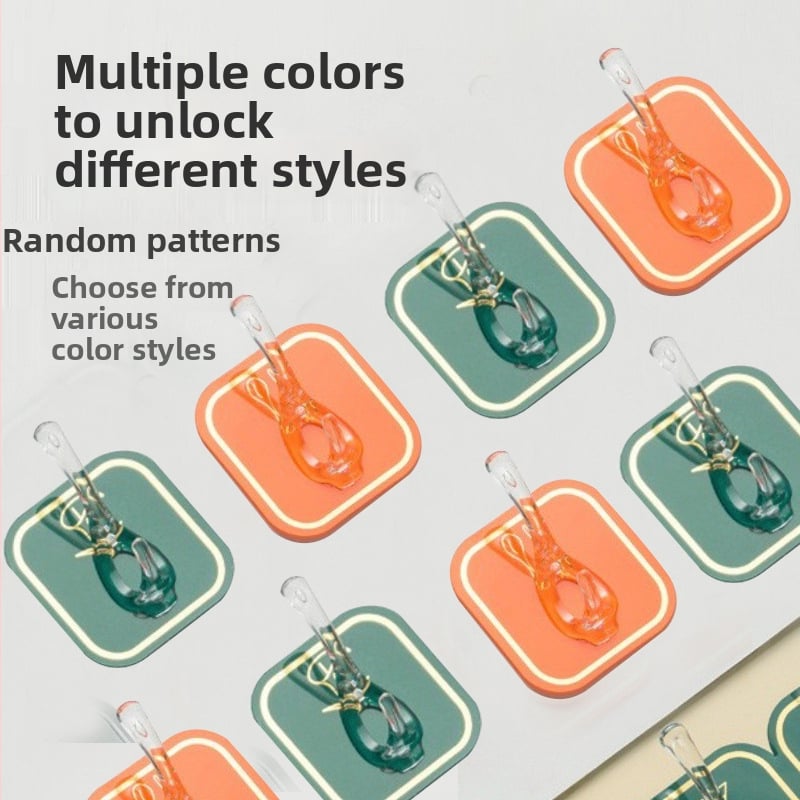 Plastični zidni vješak s višerednim kukicama za kuhinju, bez bušenja, bez tragova instalacije