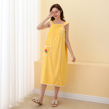 Suknja za kupanje s trakama, koralni pliš, poliester vlakno, 280 g, našiven džep