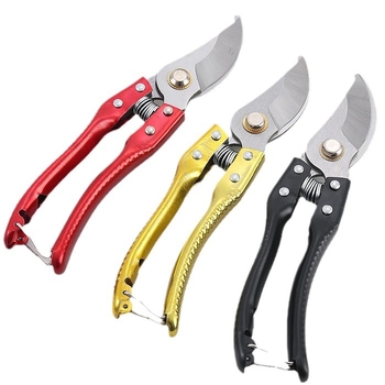 Vrtne škare s opružnim mehanizmom, više tipova, štedljiv dizajn za podrezivanje grubih grana voćaka, ručne, s zakrivljenom glavom