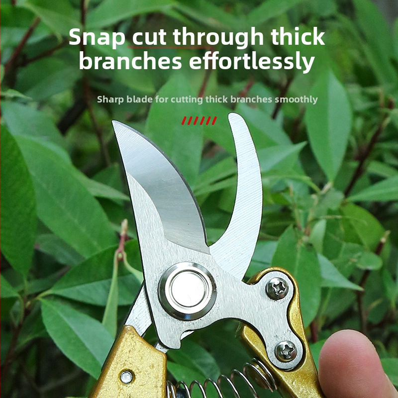 Vrtne škare s opružnim mehanizmom, više tipova, štedljiv dizajn za podrezivanje grubih grana voćaka, ručne, s zakrivljenom glavom