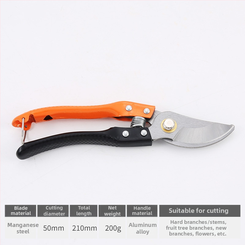 Vrtne škare s opružnim mehanizmom, više tipova, štedljiv dizajn za podrezivanje grubih grana voćaka, ručne, s zakrivljenom glavom