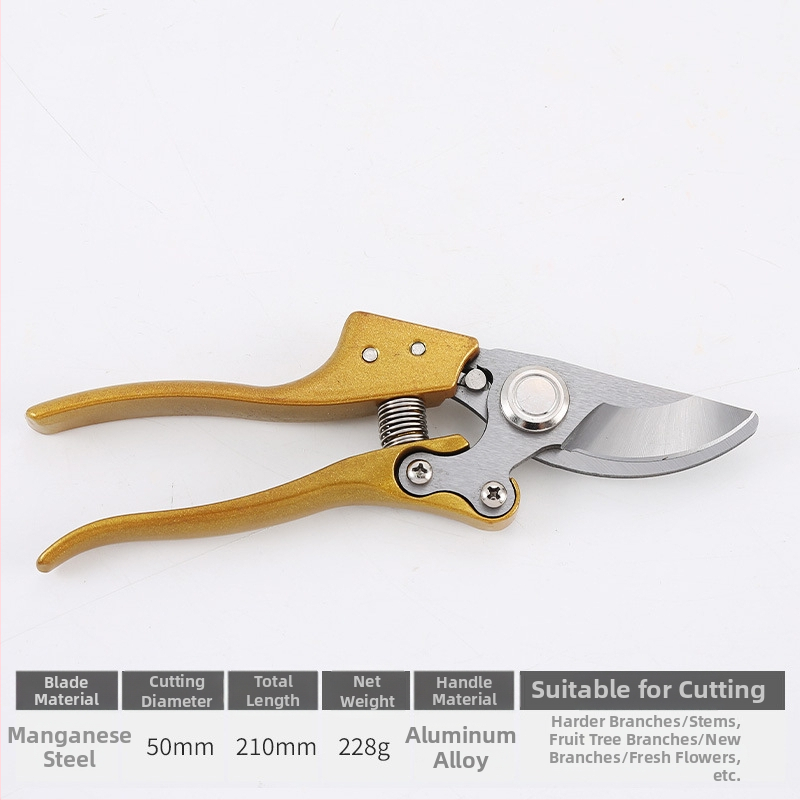 Vrtne škare s opružnim mehanizmom, više tipova, štedljiv dizajn za podrezivanje grubih grana voćaka, ručne, s zakrivljenom glavom
