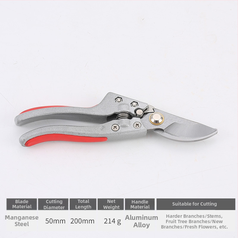 Vrtne škare s opružnim mehanizmom, više tipova, štedljiv dizajn za podrezivanje grubih grana voćaka, ručne, s zakrivljenom glavom