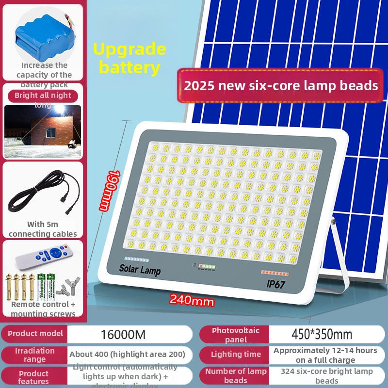 Solárna vonkajšia lampa pre záhradu, IP67, diaľkové ovládanie, 6V, osvetlenie 200 m² a viac, 12–16 h prevádzky, Fire Dragon