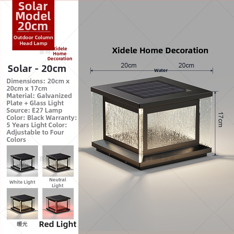 Solárne LED svietidlo na stĺp – vonkajšie IP65, 20W, 220V, diaľkové ovládanie