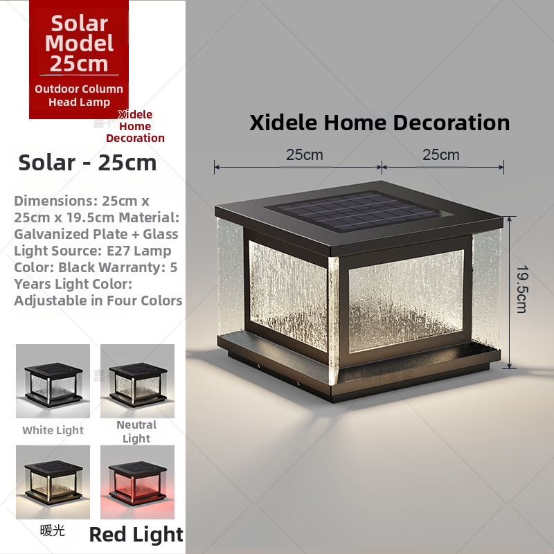 Solárne LED svietidlo na stĺp – vonkajšie IP65, 20W, 220V, diaľkové ovládanie