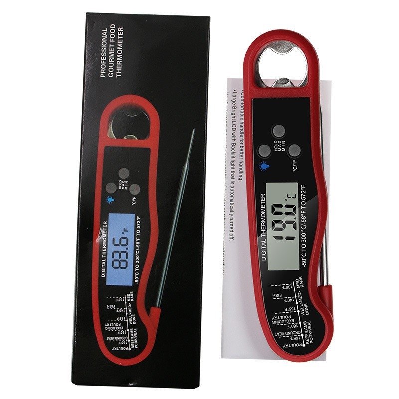 Record Work BBQ-hoz élelmiszer-digitalis hőmérő – szonda típusú, toll-stílusú, vízálló, összecsukható
