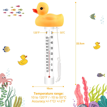 Плаващ воден термометър за басейн – вътрешна и външна употреба, форма на патка, температурен диапазон -10°C до 50°C