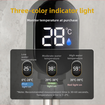 Sprchový teploměr s LED displejem, 4-bodové rozhranie, 0-99°C, meranie iba (bez vykurovania)