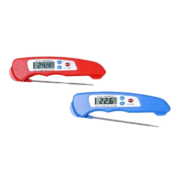 Сгъваем прахоустойчив термометър за храна с резолюция 0.1°C, LCD дисплей и захранване с батерия, подходящ за кухня, печене, масла, мляко, барбекю и вода