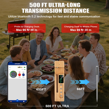 Безжичен термометър за месо с цифров дисплей, прецизно измерване за барбекю и кухня, възможност за персонализация