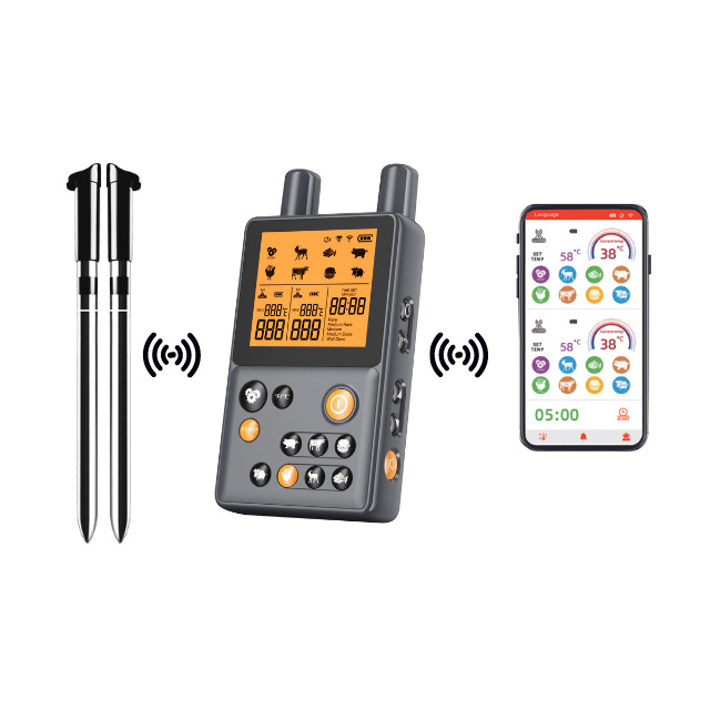 Bluetooth vezeték nélküli élelmiszerhőmérő grillhez és konyhához alkalmazással, pontosság ±1°C/±1°F