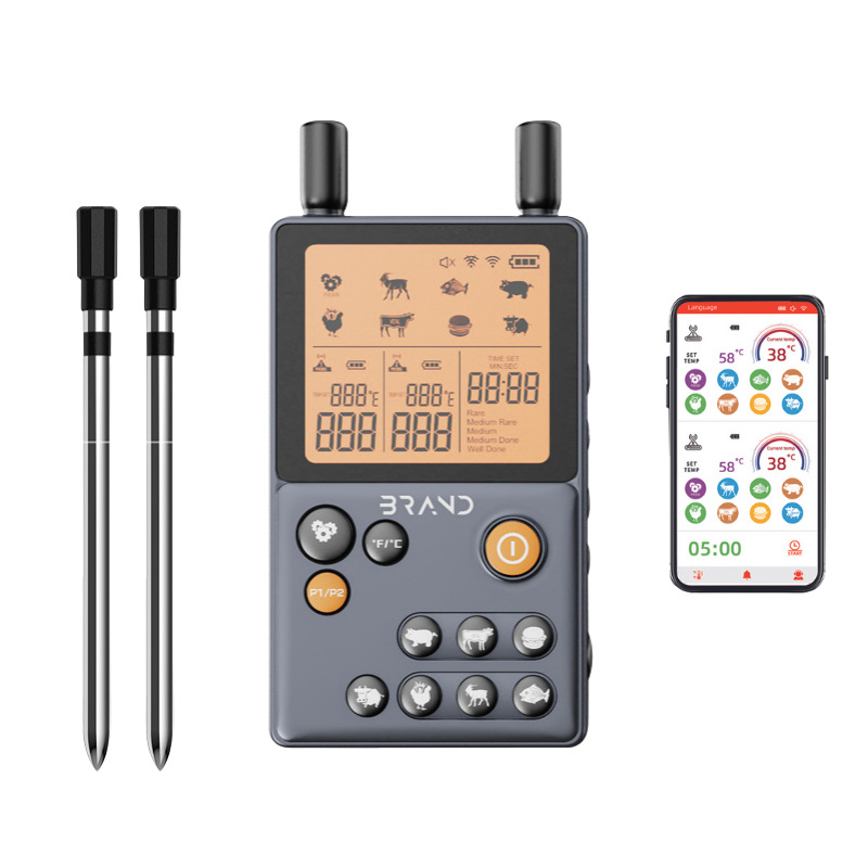 Bluetooth vezeték nélküli élelmiszerhőmérő grillhez és konyhához alkalmazással, pontosság ±1°C/±1°F