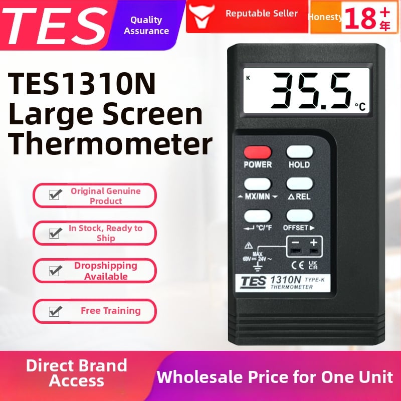 TES-1310N Digitális érintéses hőmérő TYPE-K termoelem, 0,2% pontosság