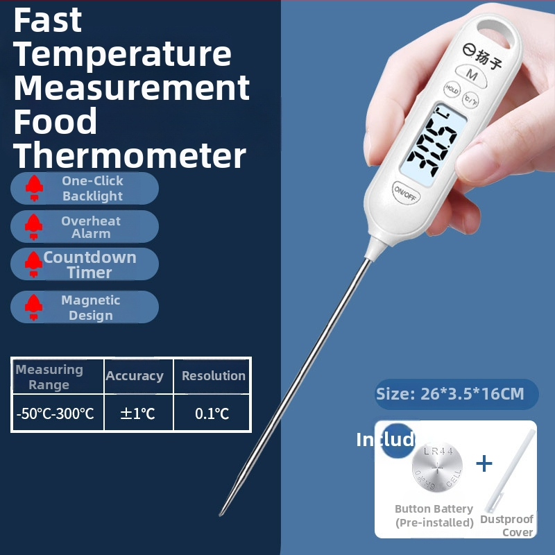 Konyhai szondás hőmérő – méri a víz, tej és olaj hőmérsékletét – nagy pontosság, gyors reakció, sütéshez