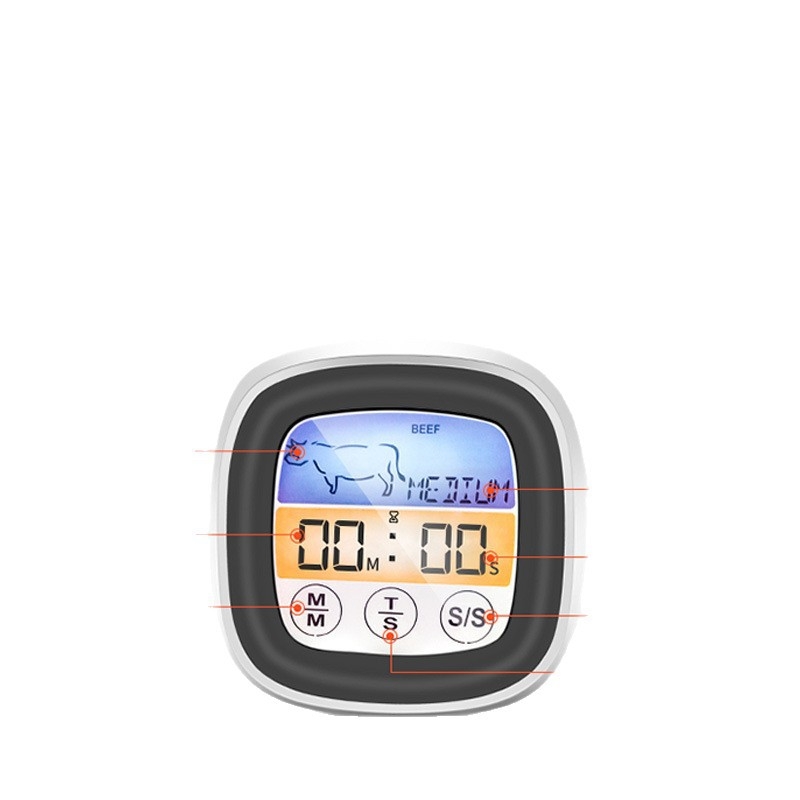 Olajhőmérő rozsdamentes acél szondával, digitális kijelző, időzítő, nagy pontosságú, konyhai sütéshez